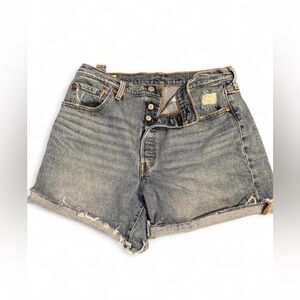 Levi's Blue Distressed Jean Shorts